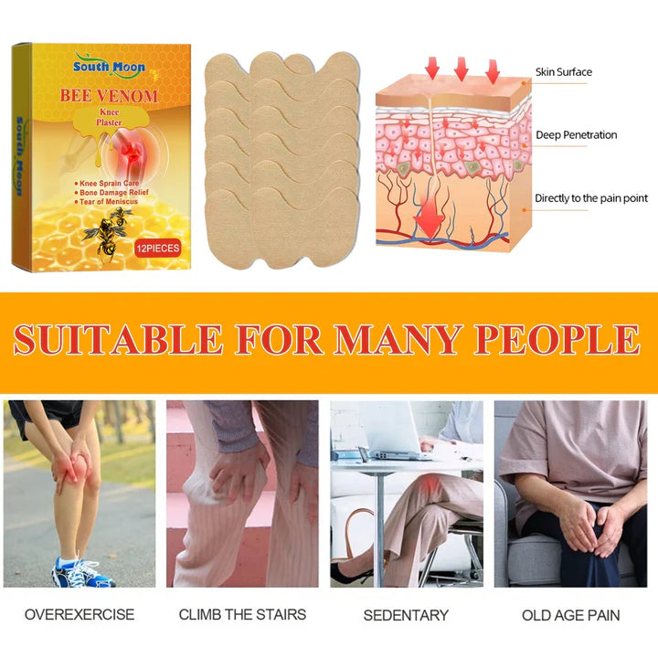 Bee Venom Herbal Pain Relief Patches - 20 Knee Pain Patches (Specially Designed for Knee Joints) | 100% Safe &amp; Natural Knee Pain Relief Products | Instant Relief | No Side Effects